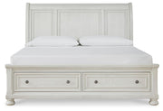 Robbinsdale Queen Sleigh Bed with Storage with Mirrored Dresser