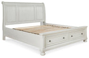 Robbinsdale Queen Sleigh Bed with Storage with Mirrored Dresser