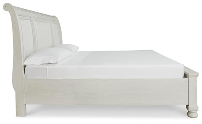 Robbinsdale Queen Sleigh Bed with Storage with Mirrored Dresser
