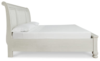 Robbinsdale California King Sleigh Bed with Storage with Mirrored Dresser