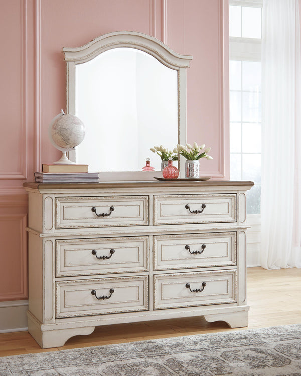 Realyn Full Panel Bed with Mirrored Dresser