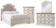 Realyn Full Panel Bed with Mirrored Dresser and Chest