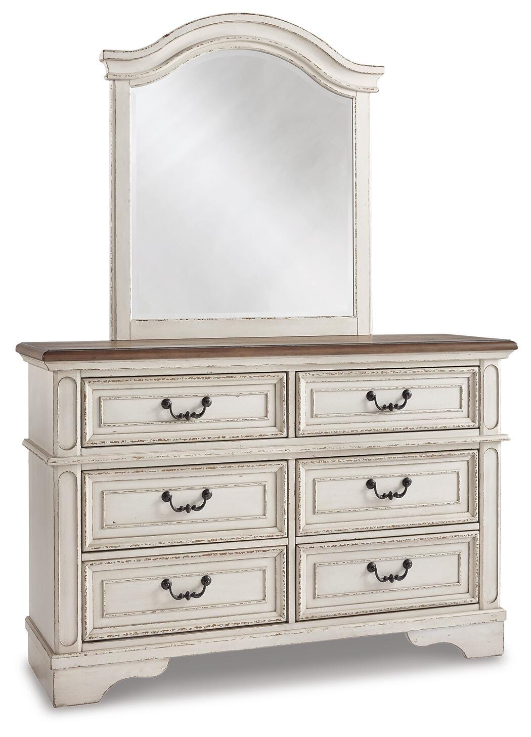 Realyn Full Panel Bed with Mirrored Dresser and Chest
