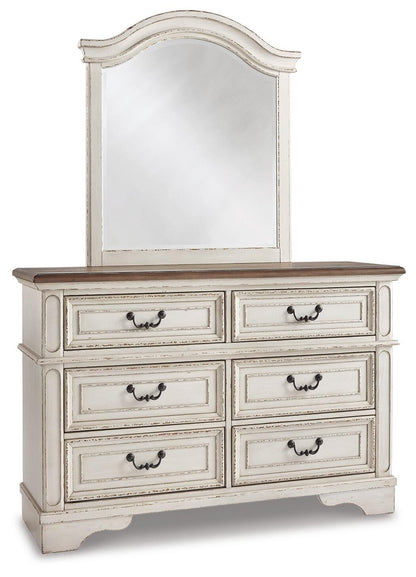 Realyn Full Panel Bed with Mirrored Dresser and Chest