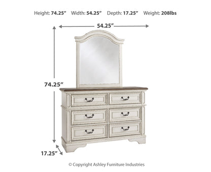 Realyn Full Panel Bed with Mirrored Dresser and Chest