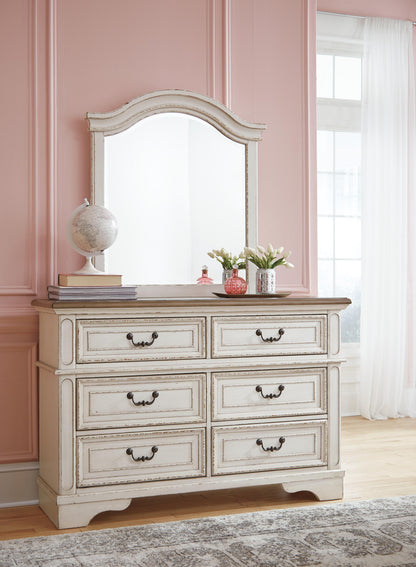 Realyn Full Panel Bed with Mirrored Dresser and Chest