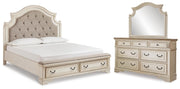 Realyn King Upholstered Bed with Mirrored Dresser