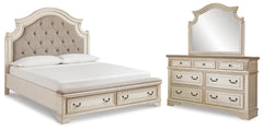 Realyn King Upholstered Bed with Mirrored Dresser