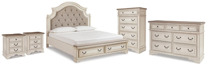 Realyn King Storage Bed, Dresser, Chest and 2 Nightstands