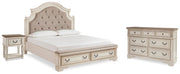 Realyn King Storage Bed, Dresser and Nightstand