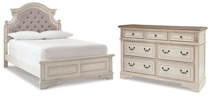 Realyn Full Upholstered Panel Bed and Dresser