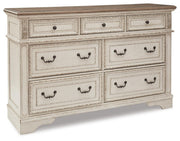 Realyn Queen Upholstered Sleigh Bed, Dresser and 2 Nightstands
