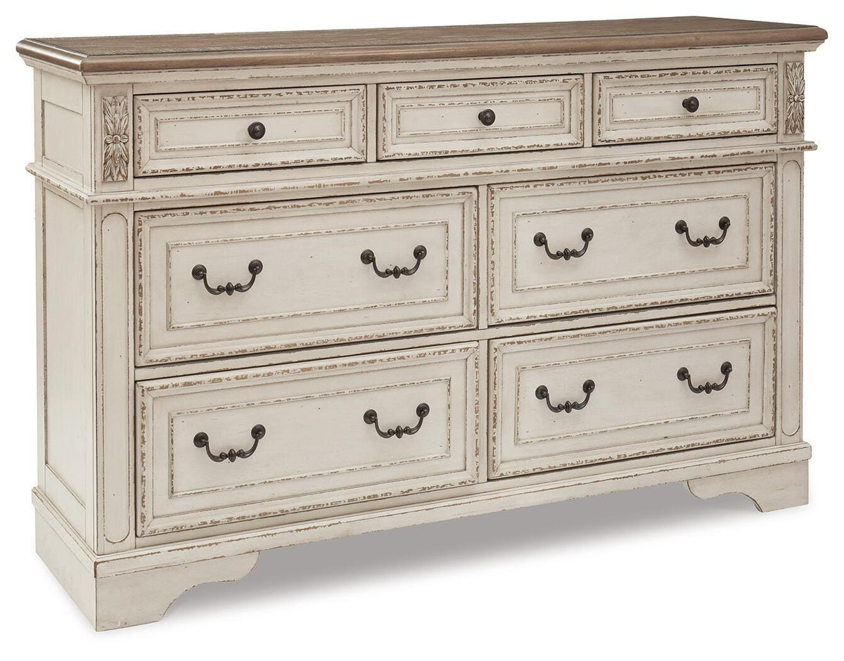 Realyn Full Upholstered Panel Bed and Dresser