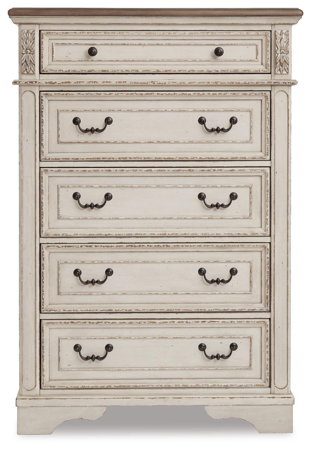 Realyn King Upholstered Panel Bed with Mirrored Dresser and Chest