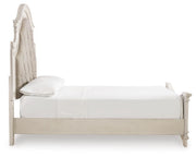 Realyn Queen Upholstered Panel Bed with Mirrored Dresser