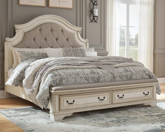 Realyn King Upholstered Bed with Mirrored Dresser