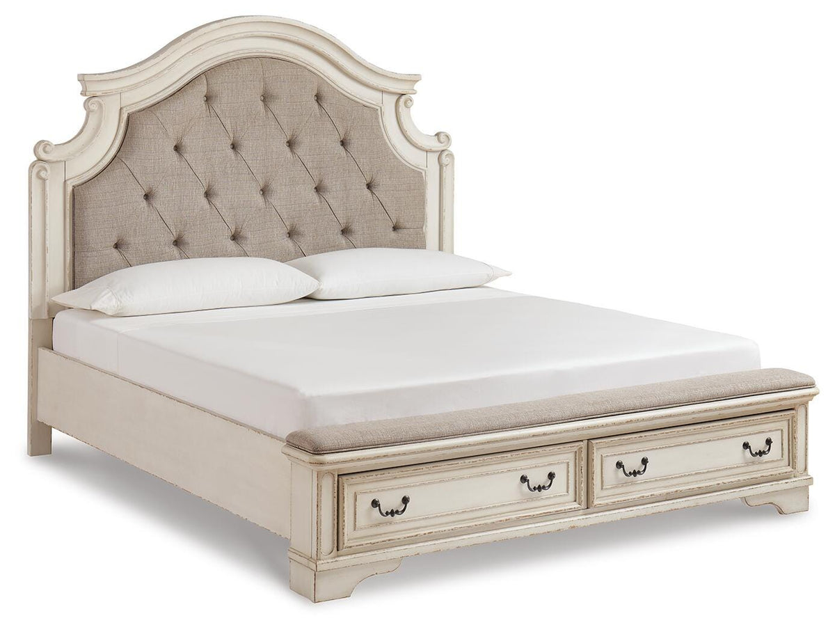 Realyn King Upholstered Bed with Mirrored Dresser