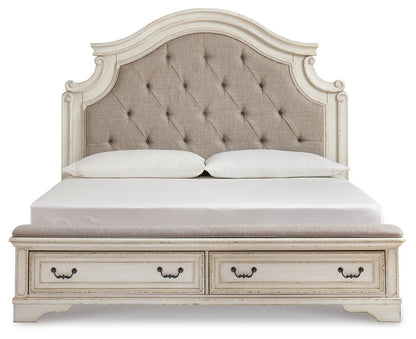 Realyn King Upholstered Bed with Mirrored Dresser