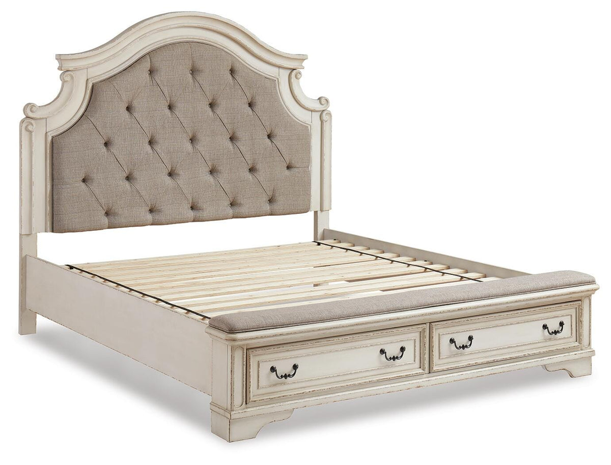 Realyn King Upholstered Bed with Mirrored Dresser