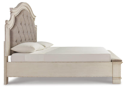 Realyn King Upholstered Bed with Mirrored Dresser