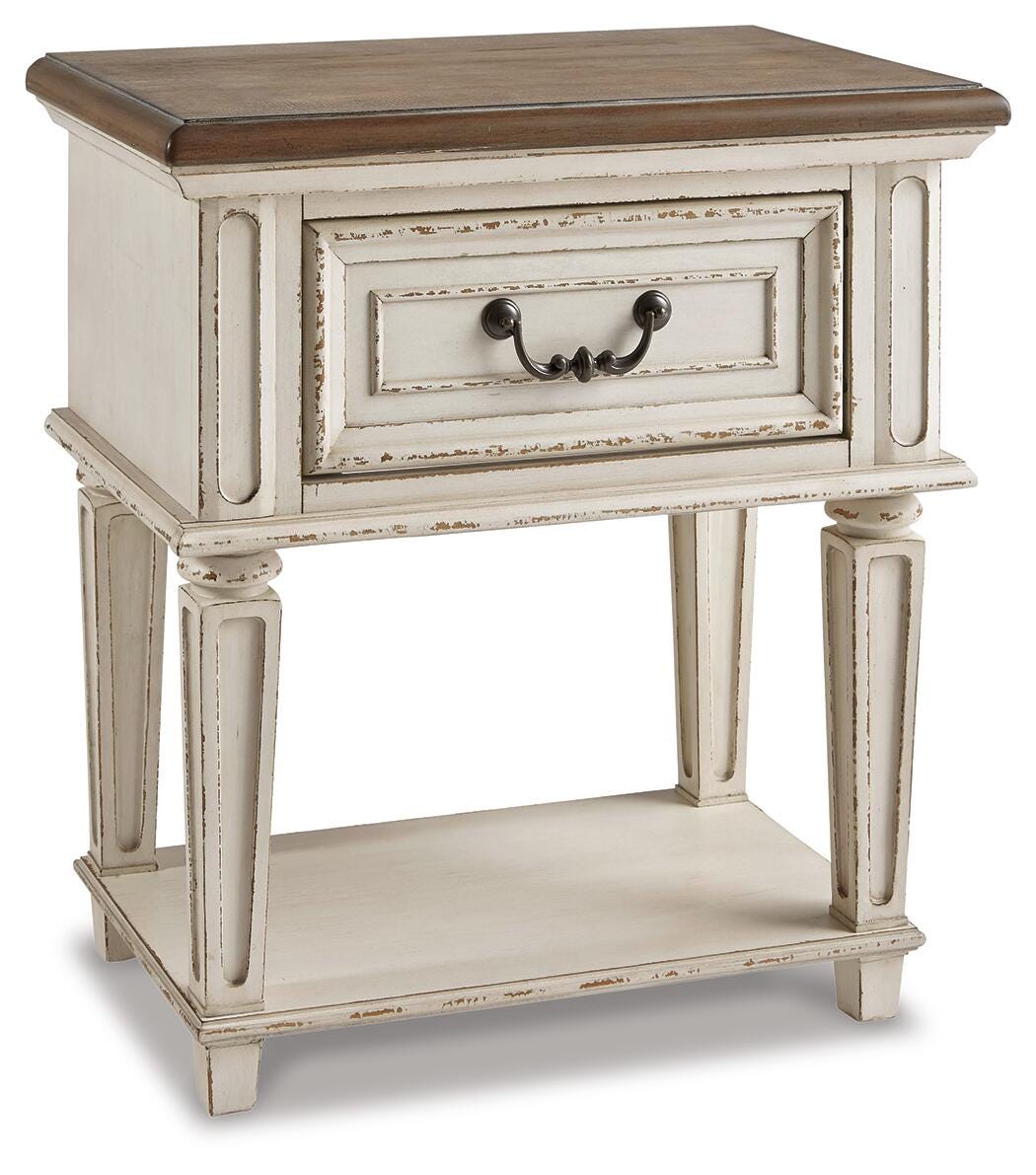 Realyn Queen Panel Bed Dresser, Mirror, Chest and Nightstand