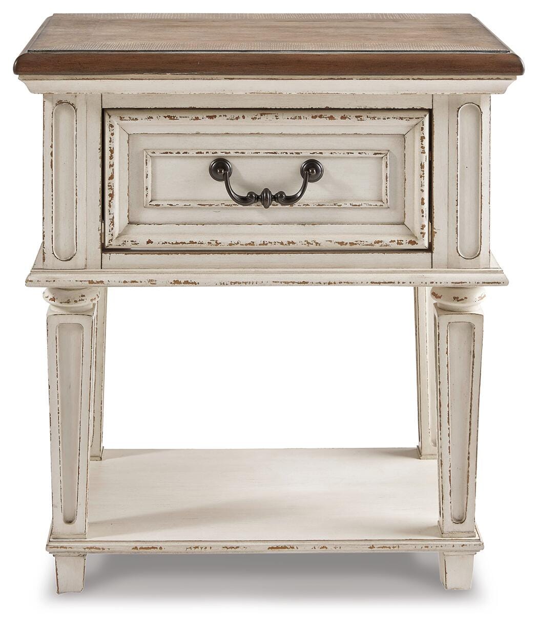 Realyn Queen Upholstered Sleigh Bed, Dresser and 2 Nightstands