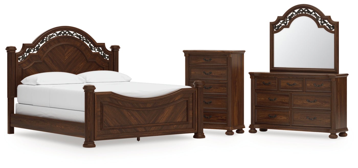 Lavinton California King Poster Bed, Dresser, Mirror and Chest