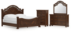 Lavinton California King Poster Bed, Dresser, Mirror and Chest