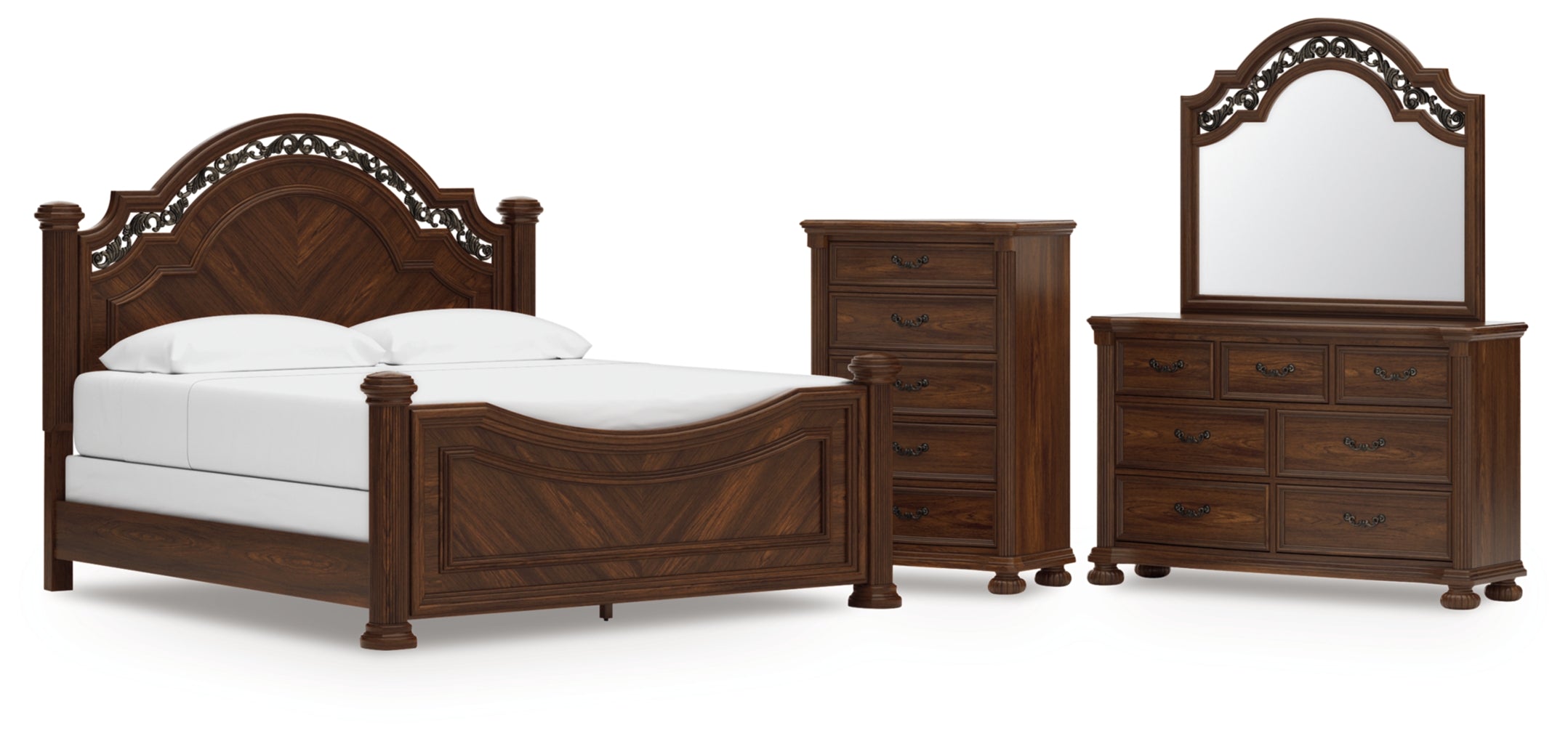 Lavinton King Poster Bed, Dresser, Mirror and Chest