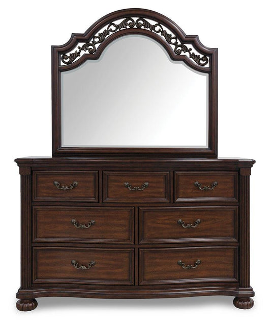 Lavinton Queen Poster Bed with Mirrored Dresser