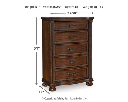 Lavinton King Poster Bed, Dresser, Mirror, Chest and Nightstand