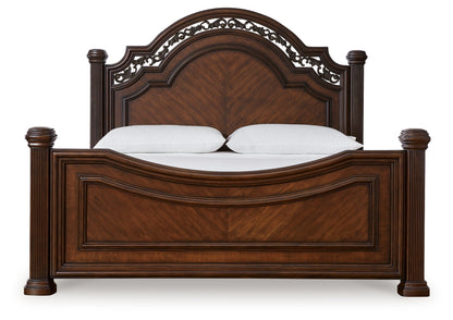 Lavinton California King Poster Bed with Mirrored Dresser