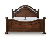 Lavinton Queen Poster Bed with Mirrored Dresser and Nightstand
