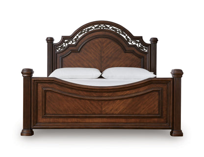 Lavinton Queen Poster Bed with Mirrored Dresser and Nightstand