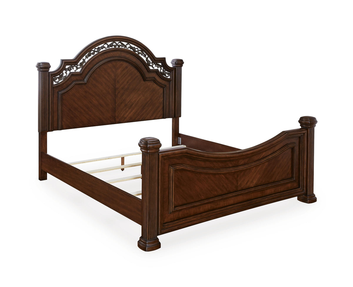 Lavinton Queen Poster Bed with Mirrored Dresser and Nightstand
