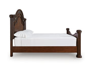 Lavinton Queen Poster Bed with Mirrored Dresser and Nightstand