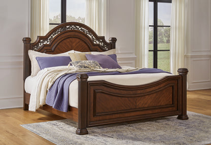 Lavinton Queen Poster Bed with Mirrored Dresser