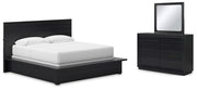 Londer King Panel Bed with Mirrored Dresser