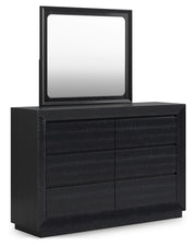 Londer King Panel Bed with Mirrored Dresser