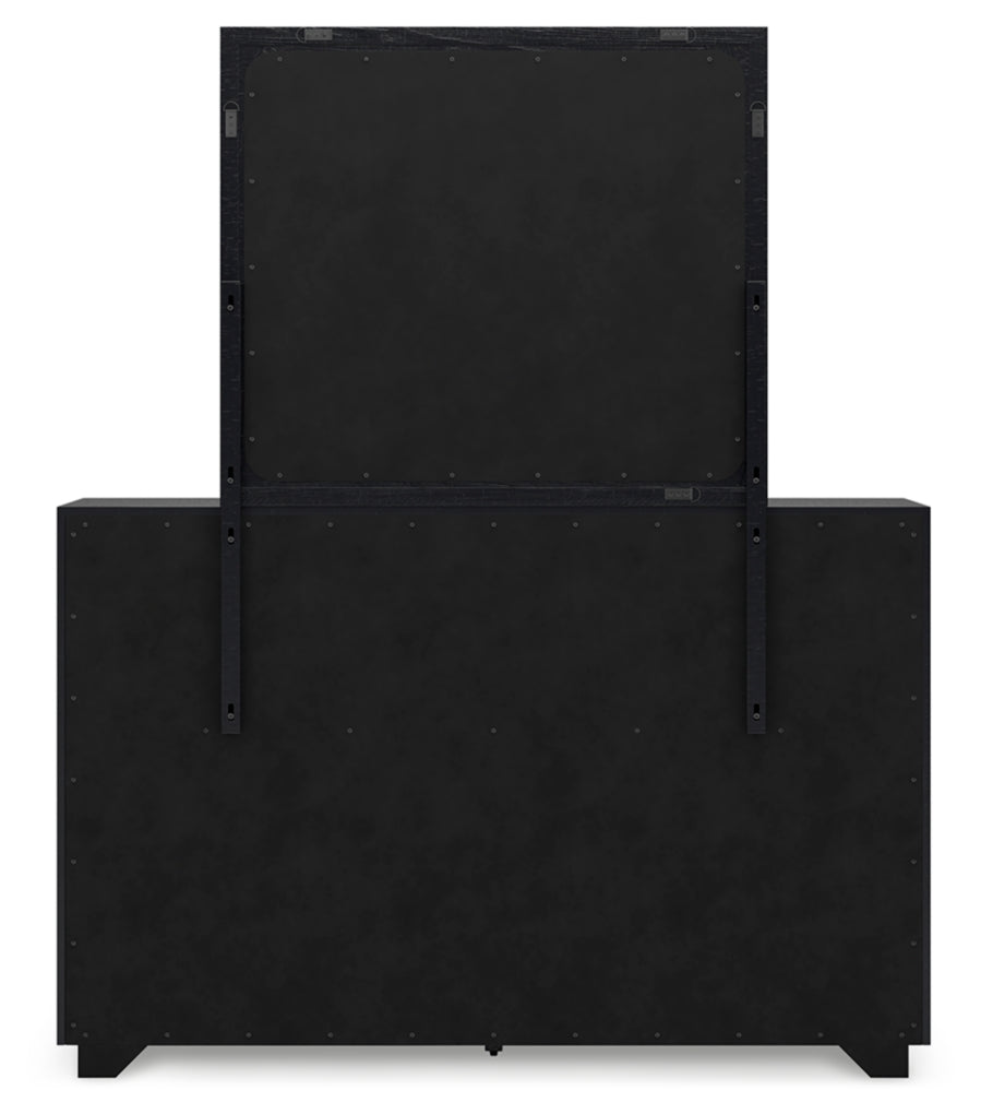 Londer King Panel Bed with Mirrored Dresser