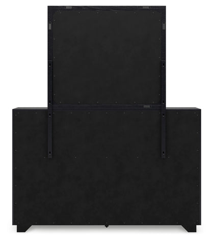 Londer King Panel Bed with Mirrored Dresser