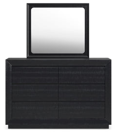 Londer King Panel Bed with Mirrored Dresser