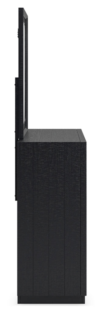 Londer Queen Panel Bed with Mirrored Dresser and Nightstand