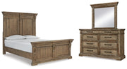 MARKENBURG QUEEN PANEL BED WITH MIRRORED DRESSER