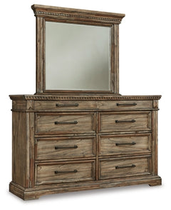 MARKENBURG QUEEN PANEL BED WITH MIRRORED DRESSER
