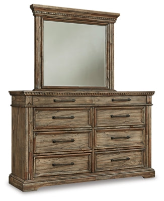 MARKENBURG QUEEN PANEL BED WITH MIRRORED DRESSER