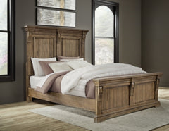 MARKENBURG QUEEN PANEL BED WITH MIRRORED DRESSER