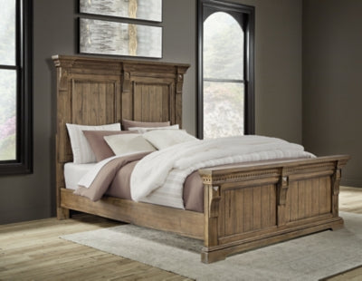 MARKENBURG QUEEN PANEL BED WITH MIRRORED DRESSER