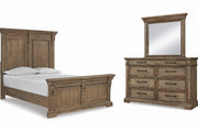 cama panel Markenburg Queen con Espejado Cómoda