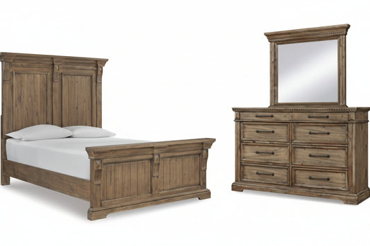 Markenburg Queen Panel Bed with Mirrored Dresser